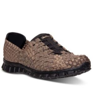 Skechers Women's EZ Flex 2 Snazzed Up Slip-On Woven Casual Sneakers Bronze 8